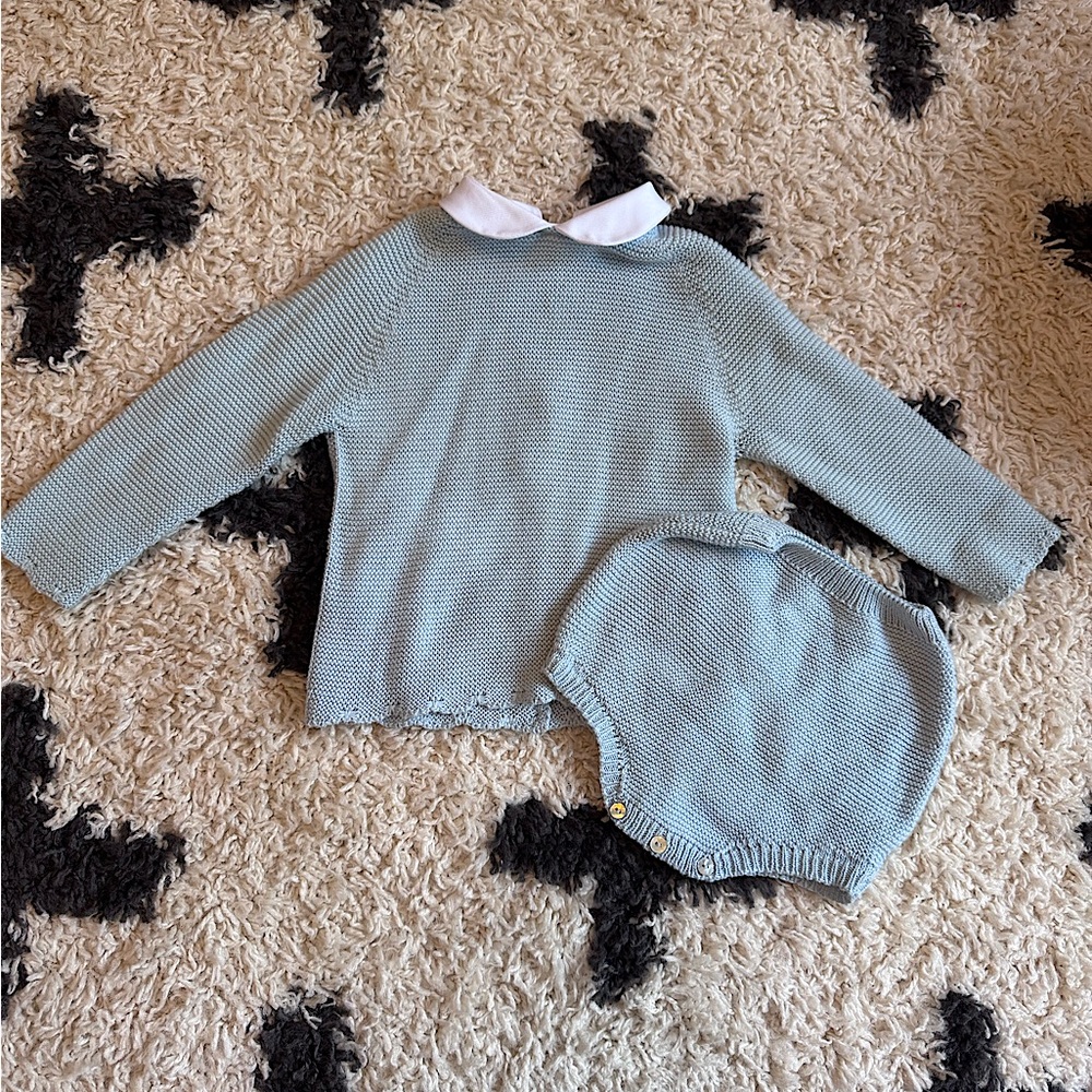 Mi Lucero  Knit Sweater and Bloomers Set - Blue
